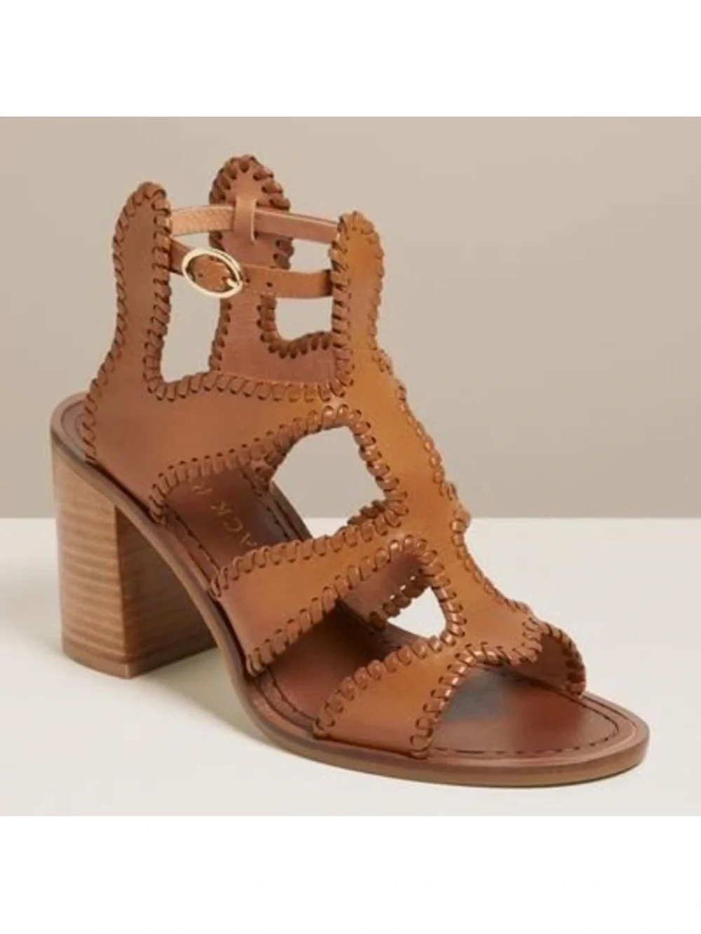 Jack Rogers Jackie Heeled Whipstitch Gladiator Sandals Size 9.5 cottagecore